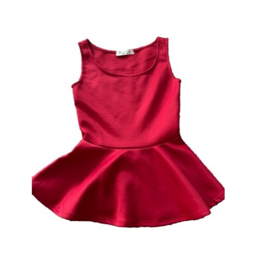 Stella Red Sleeveless peplum top Stretch flowly Size Small Pull Over Scoop Neck